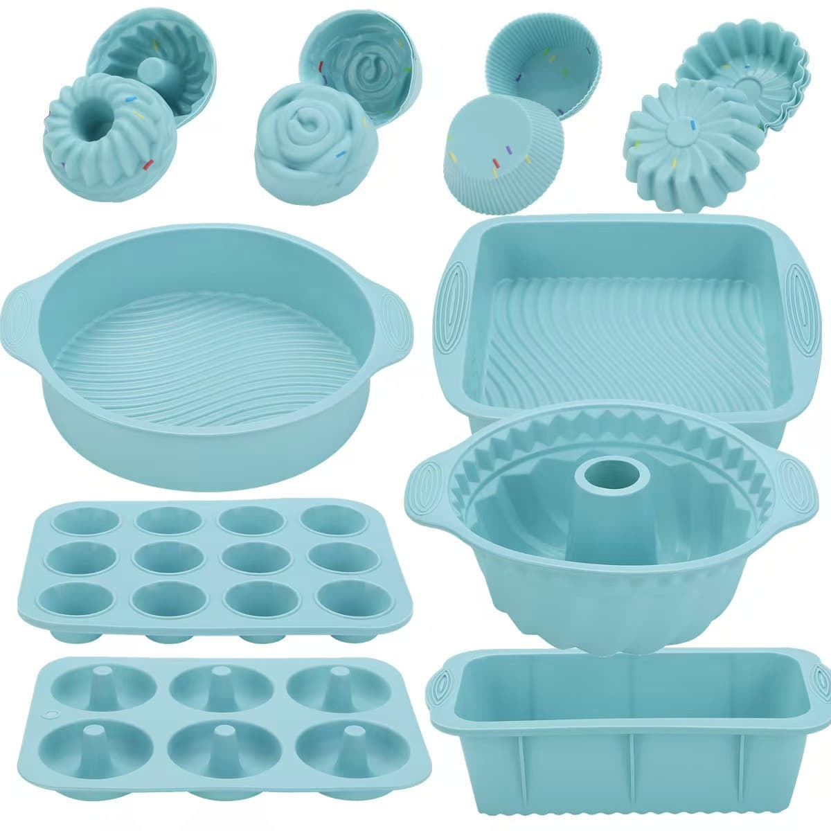 New 30-Piece Cake Mold Set Baking Kit Muffin Cup Cake Mold Silicone Baking Tray Toast Mold