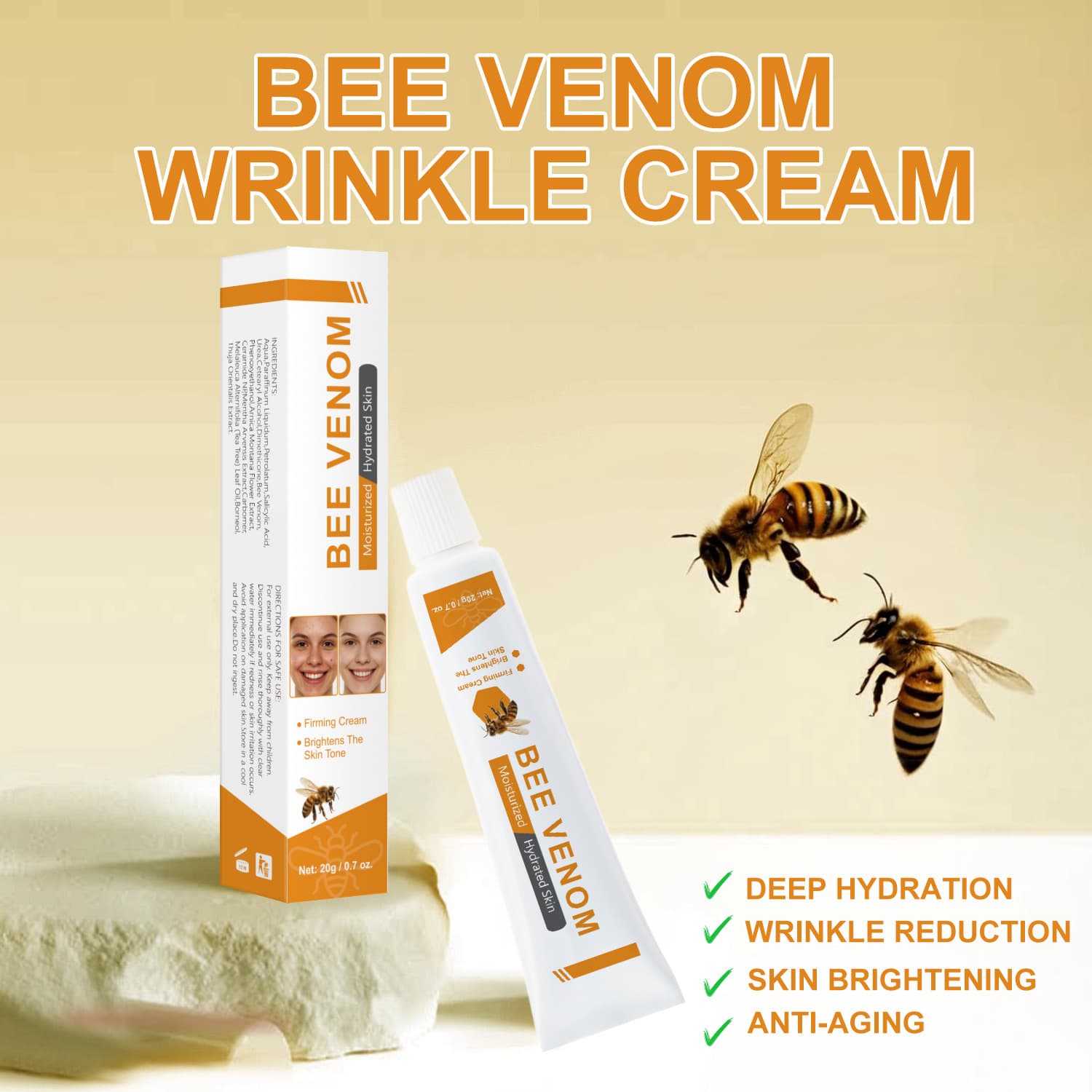 Cross-Border Bee Venom Facial Care Cream 20g Moisturizing, Softening, Delicate and Smooth Skin Care Cream Bee Venom