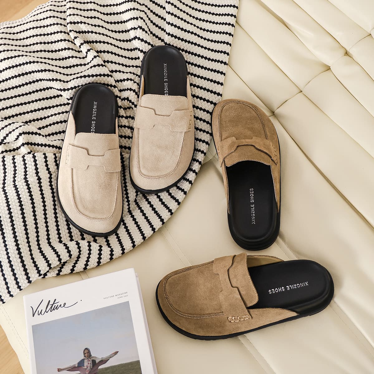 Genuine Leather Birkenstock-inspired Women's Closed-Toe Slide Sandals 2025 New Spring Summer Outdoor Soft Sole Platform Lazy Shoes