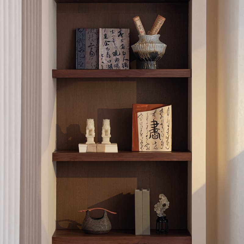 Song Dynasty aesthetic new Chinese style living room wine cabinet TV cabinet ornaments model room hotel wall cabinet open grid soft decoration