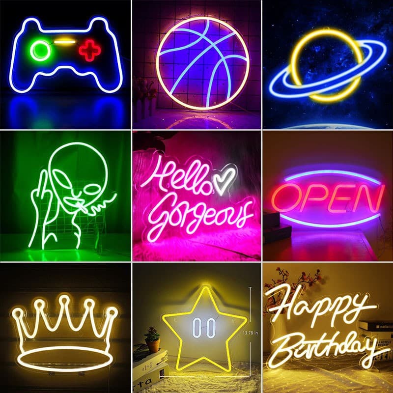 Cross-border popular LDE neon light adjustable decorative light character pattern acrylic LED shape bar atmosphere light