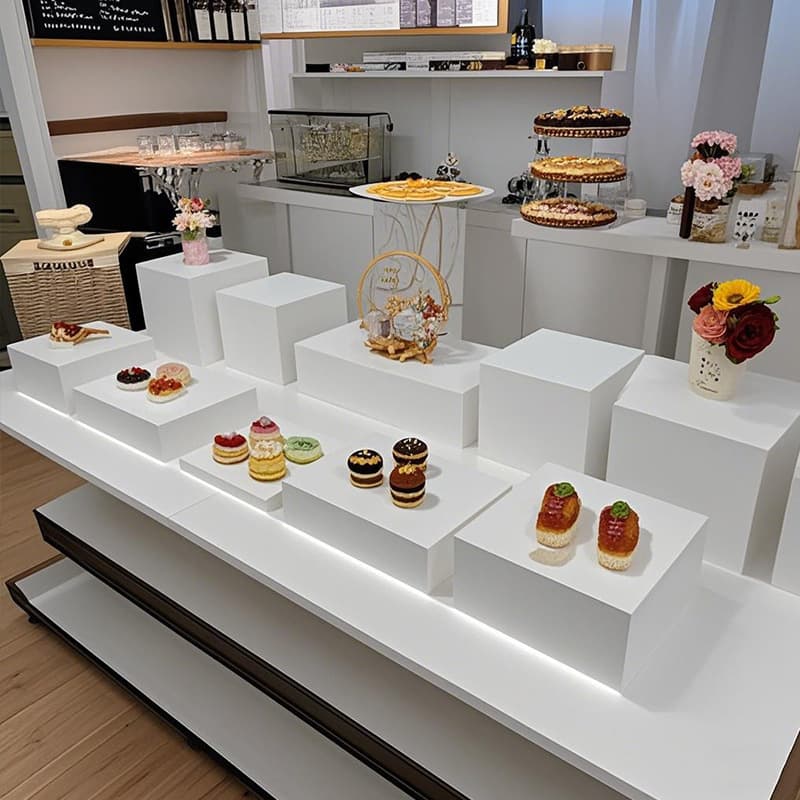 Acrylic White Display Box for Jewelry, Floral Stand, Wedding Party Cake Dessert Stand, Cube Display Rack