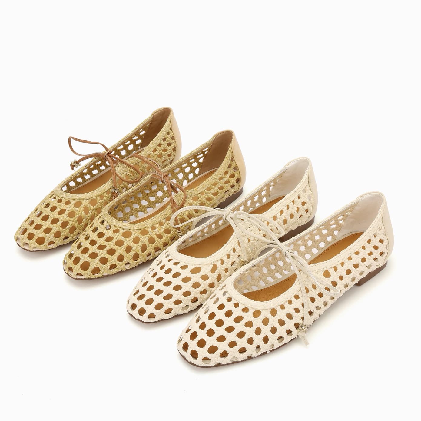 Hollow-Out Woven Flat Shoes for Women, Lace-Up Mary Jane Shoes, Comfortable and Versatile Casual Shoes