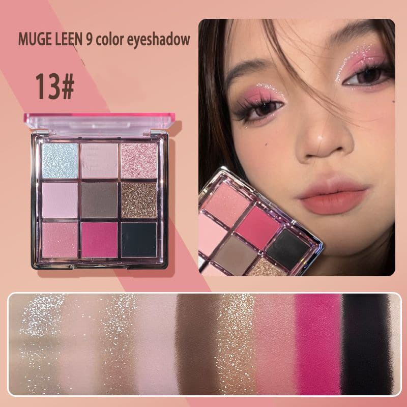 MUGELEEN Clear Creamy Peach Nine-Color Eyeshadow Palette Low-Saturation Pink-Orange Clear Light Makeup Korean Eyeshadow Palette
