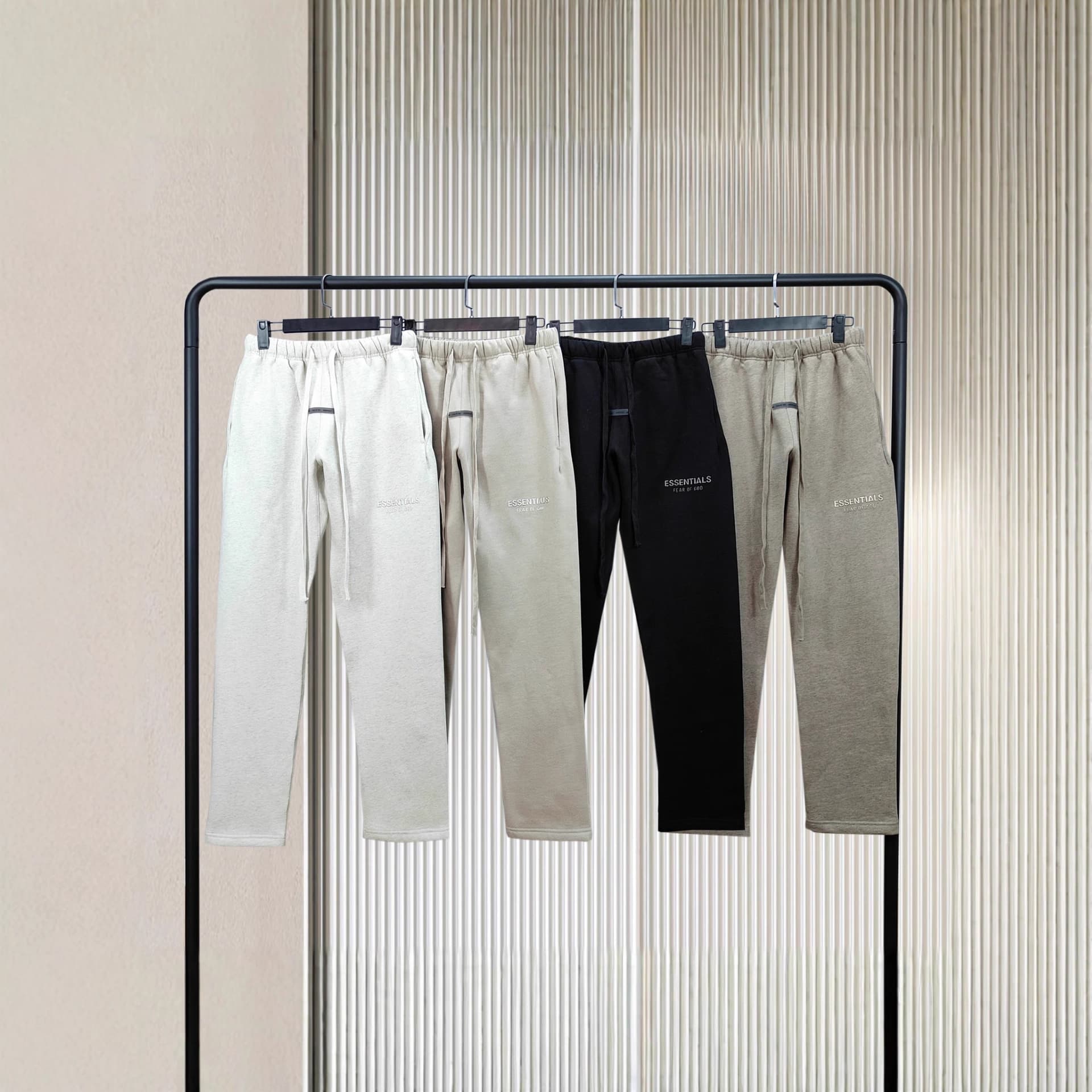 New product ESSENTIALS multi-thread American trendy brand plus velvet autumn and winter straight FOG casual loose men's trousers
