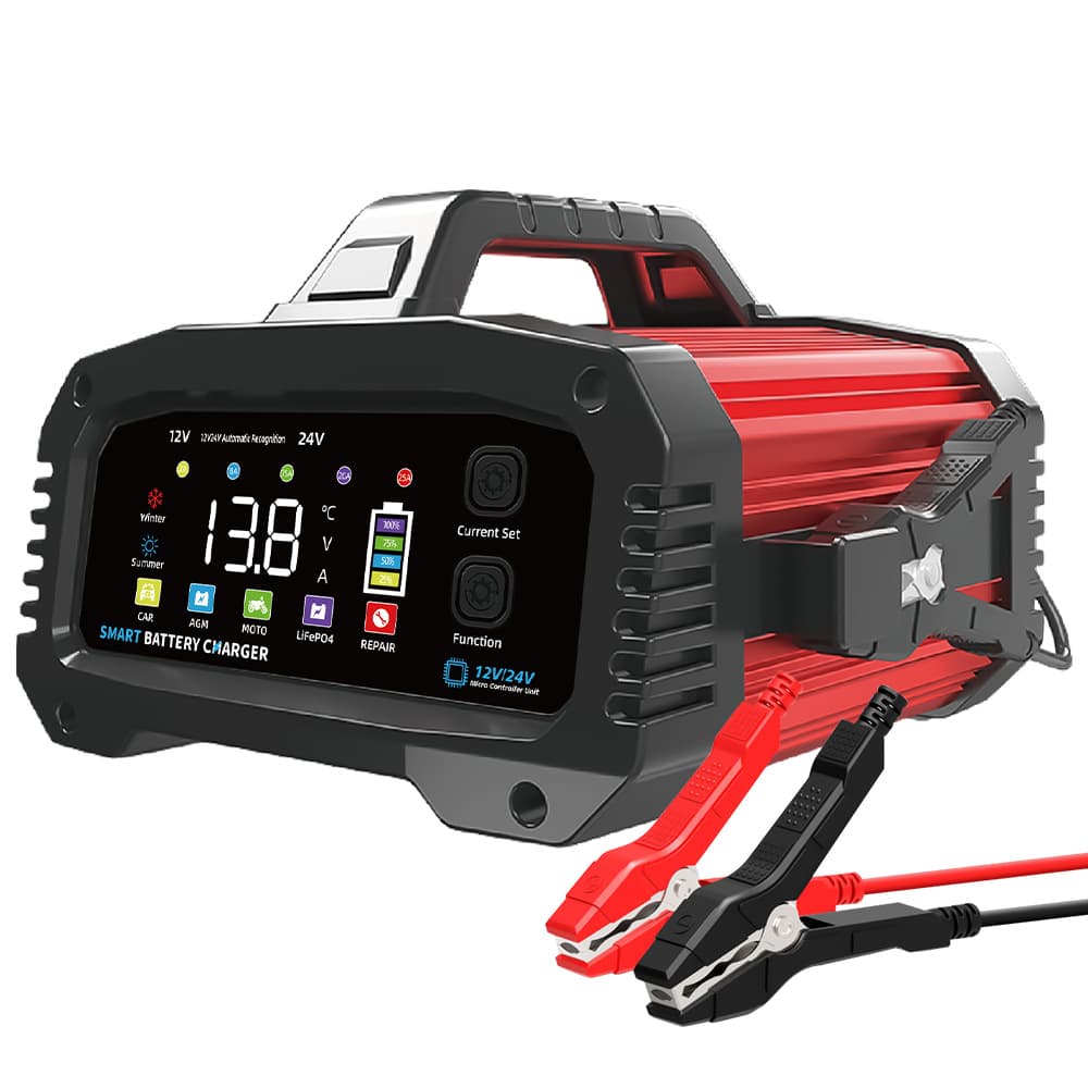 High Power 25A Car Motorcycle Battery Charger 12V24V Smart