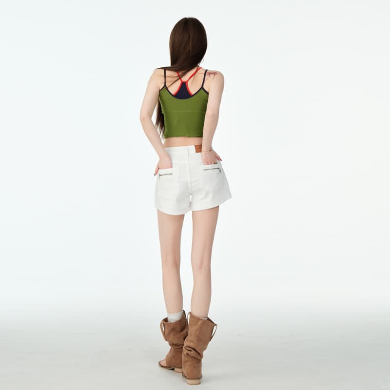 S21 White Summer Denim Shorts for Women Straight Loose High Waist Slimming Ultra Short Versatile Mid-Thigh Length
