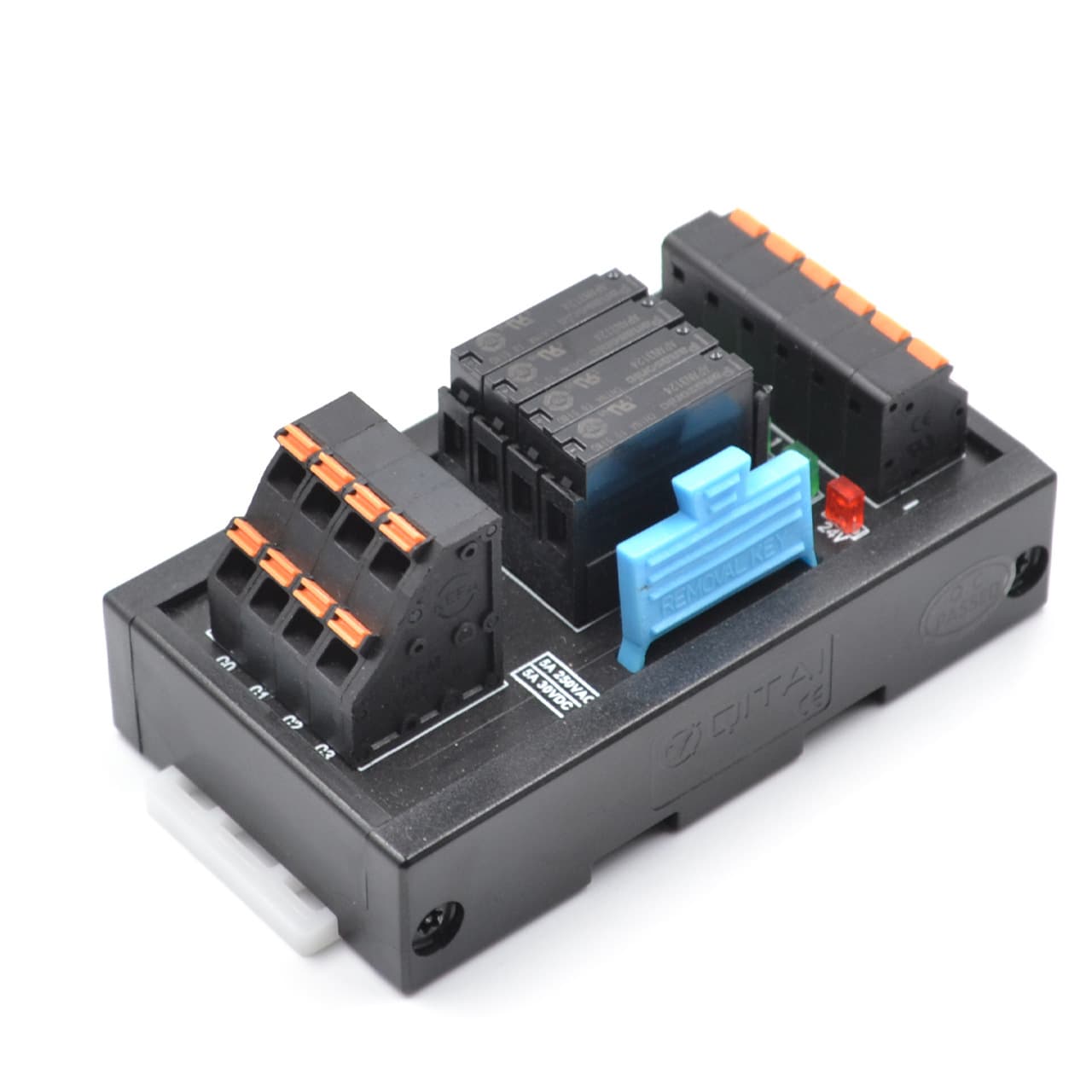 QMY400ASL relay module with 4-position one-on-one-off contacts, PLC terminal connection, output module relay.