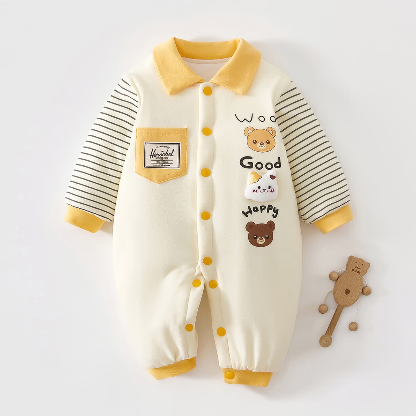 Baby Jumpsuits, Autumn and Winter Thin Quilted Newborn Clothes, Baby Cotton-Padded Jackets, Super Cute Cotton Outfits for Going Out