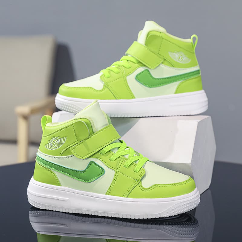 AJ Children's Shoes Girls Sports Shoes 2024 Spring Autumn New Style Children Casual Shoes Trendy Brand Board Shoes Green Apple Boys Shoes