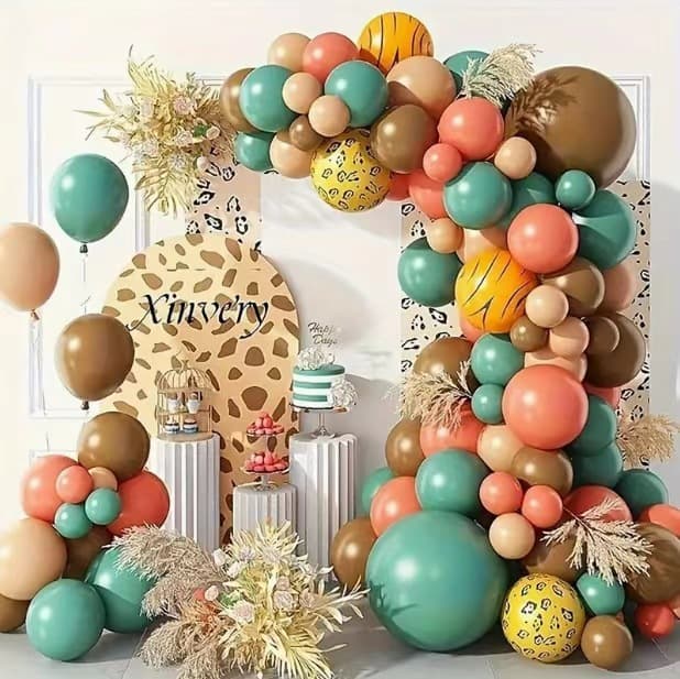 Amazon New Forest Animal Theme Latex Balloons Blue Brown Set Birthday Party Decoration Jungle Setup