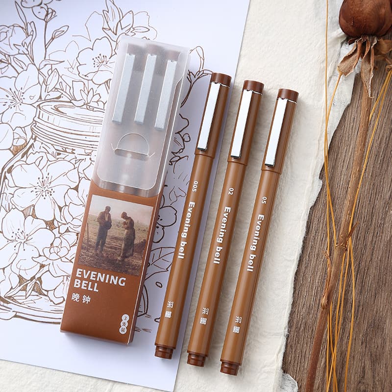 Caimo Tubular Pen, Evening Bell Brown, Waterproof Outlining Pen, Professional Art Hand-drawing, Water-based Comic Line Drawing Pen