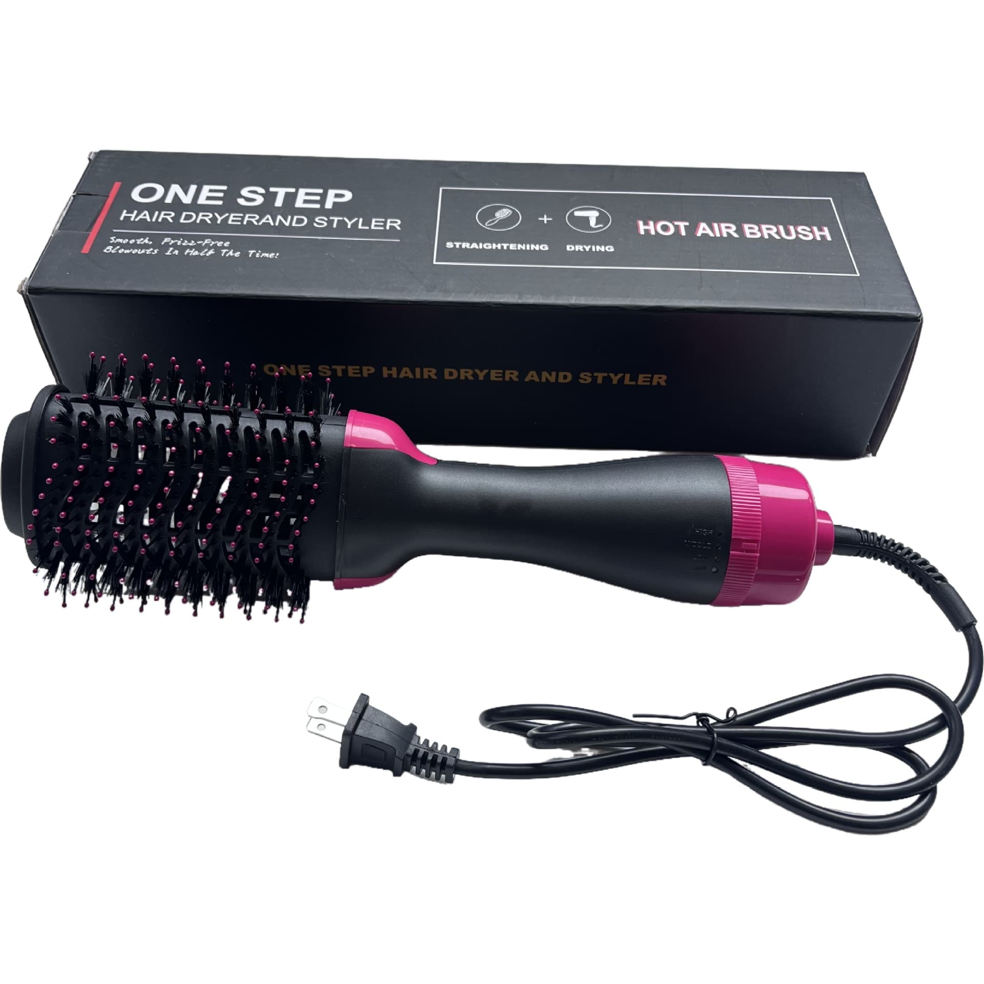 Cross-Border Multifunctional Hot Air 3-in-1 Straightening Blow-Dry Brush Automatic Straightening Comb Blow Dryer Negative Ion Curling Iron
