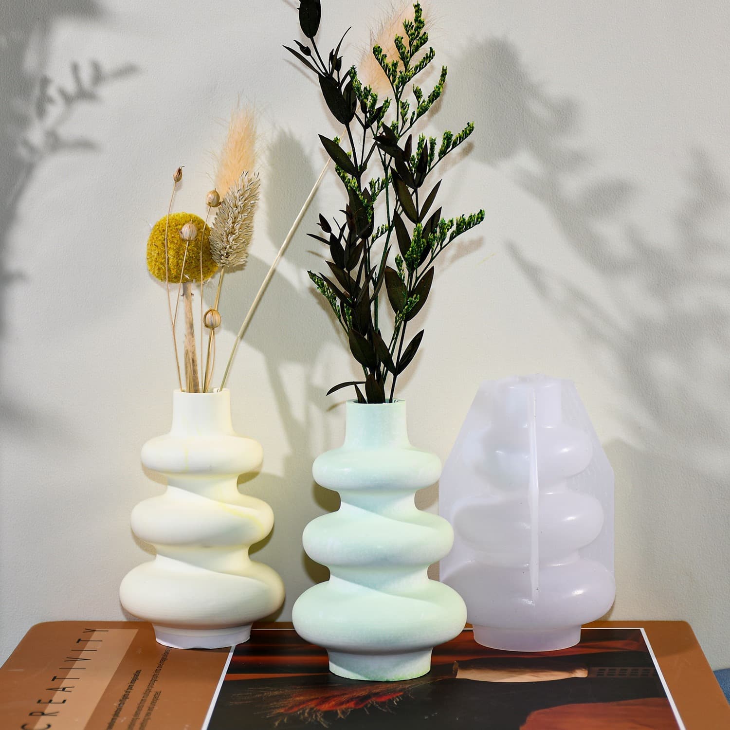 Zhongcheng DIY Glue Mold Nordic Circle Art Vase Arrangement Silicone Mold Home Interior Ornament