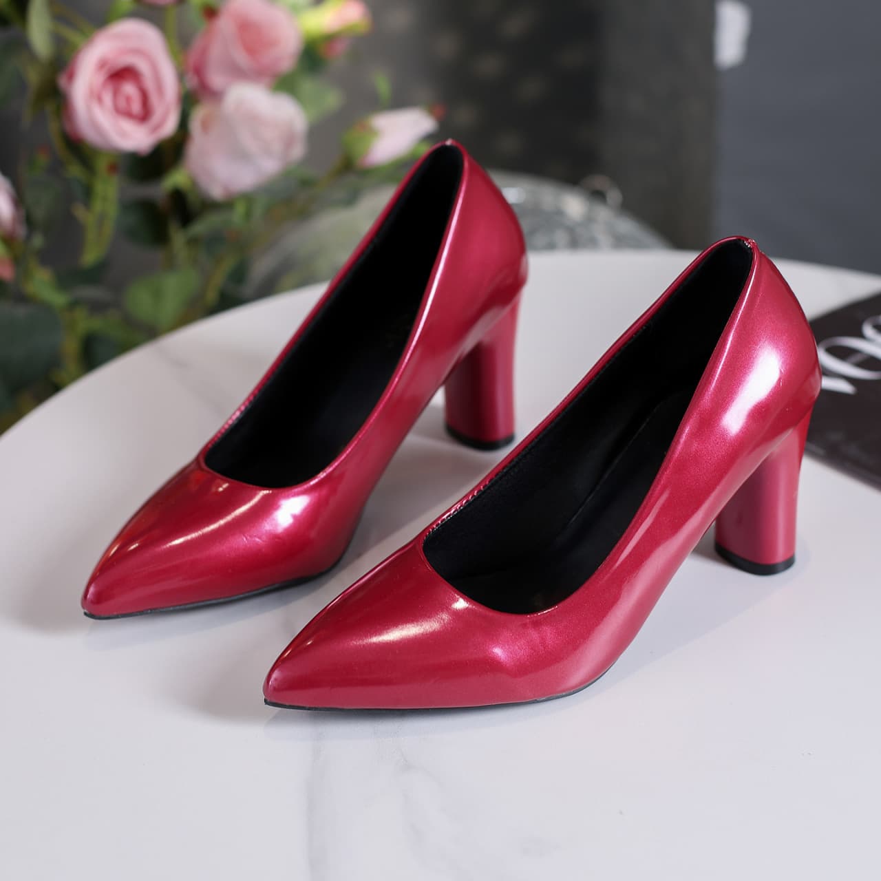 Large size high heels for women 2026 new women's shoes spring pointed toe shallow mouth single shoes women's thick heel medium heel fashion single shoes for women