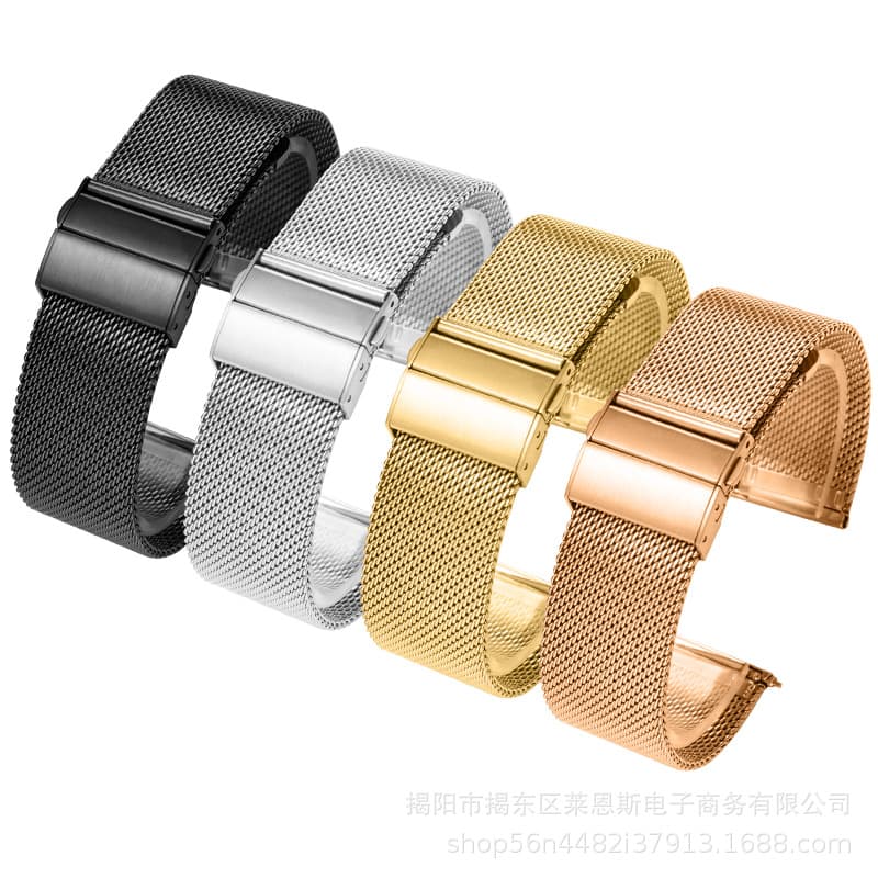 Compatible with Huawei GT5 Samsung Milanese 06 Wire Double Button Huawei Clasp Watch Band Smart Metal Strap Cross-border