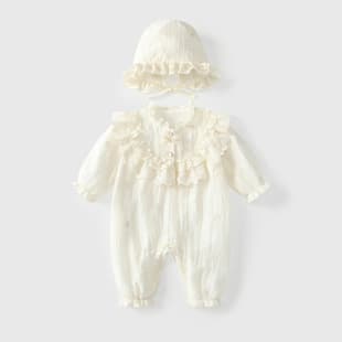 Baby Clothes Spring Autumn Infant Princess Onesie Girl 100 Days One Year Old Ceremony Suit Small Month Old Hasyi Crawling Suit