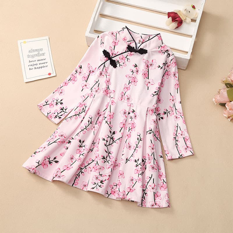 Girls' Dress Autumn Style Chinese Cheongsam Children's Tang Suit Hanfu Skirt Spring and Autumn Wear