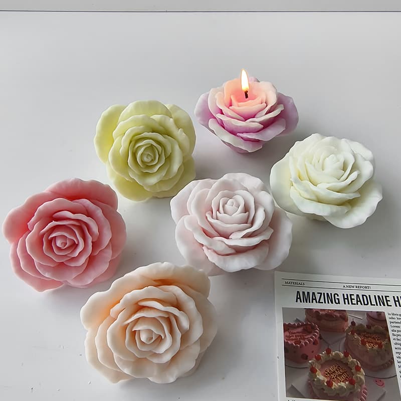 Jiahuimei Large Flower Scented Candle Silicone Mold DIY 3D Floral Soap Aromatherapy Stone Mold