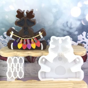 X1125+X1126 Colorful Light Deer Ornament & Hanging Decorative Cement Plaster Mold DIY