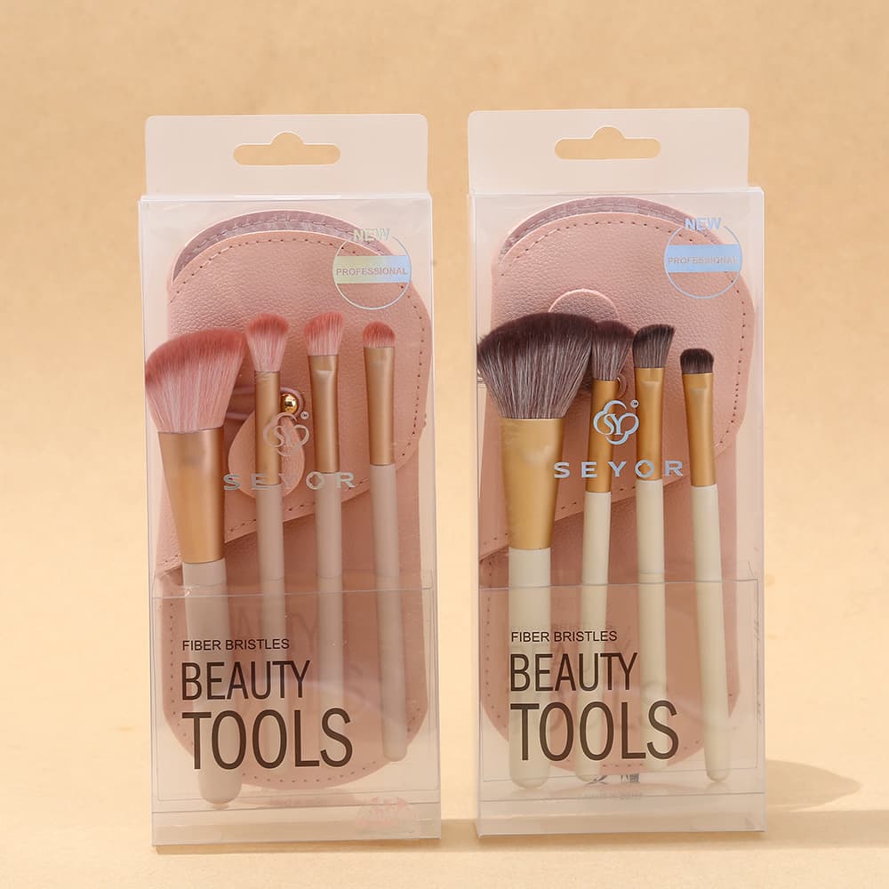 SEYOR/Siyu ultra-soft, skin-friendly portable makeup brush set, 4-piece storage bag, complete set of beauty tools for beginners