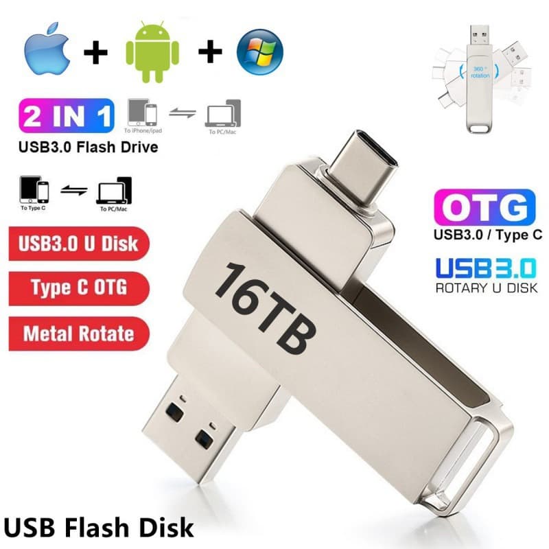 64TB 32TB Metal Enclosure USB 3.1 High-Capacity Cross-Border Drive Upgraded to 16TB USB Type-C Metal