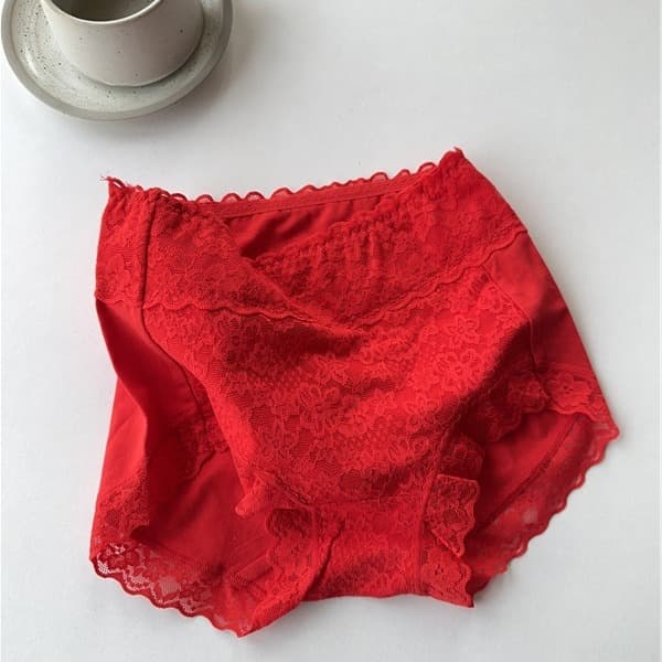 Long-term High-Quality Women's Cotton Underwear Big Red Hip-Hugging Wedding Shapewear Seamless Lace Panties