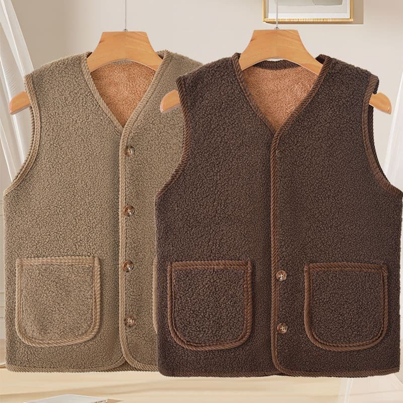 Lamb vest mom shoulder padded new style autumn winter thickened middle-aged and elderly vest particle jacket warm