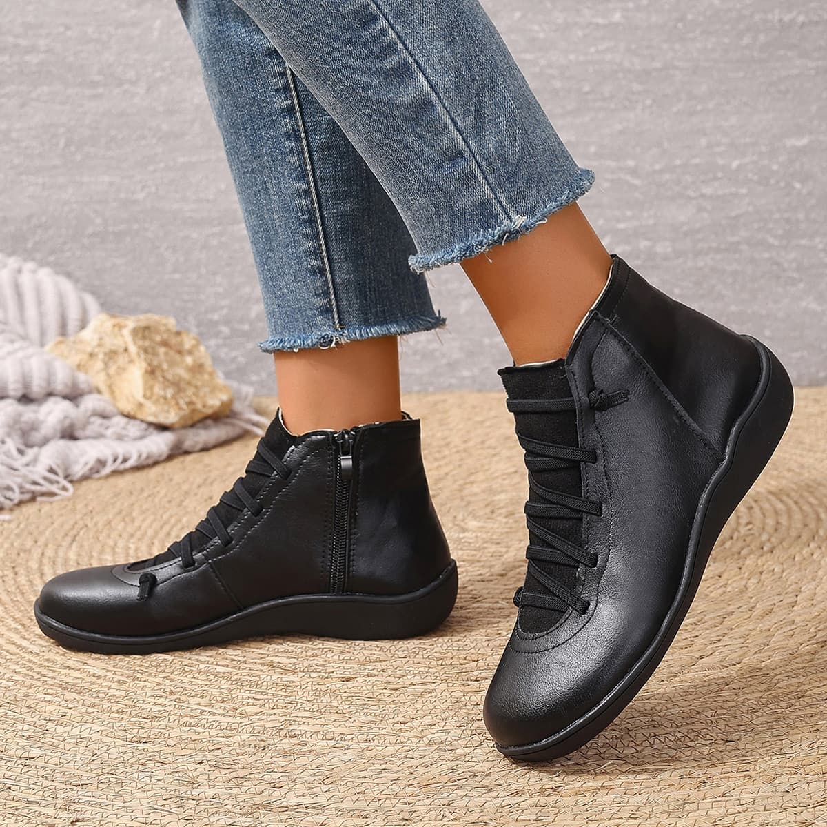2024 British Style Low-Top European and American Cross-Border Boots Autumn Winter New Women's Boots Plus Size British Martin Boots Casual Short Boots