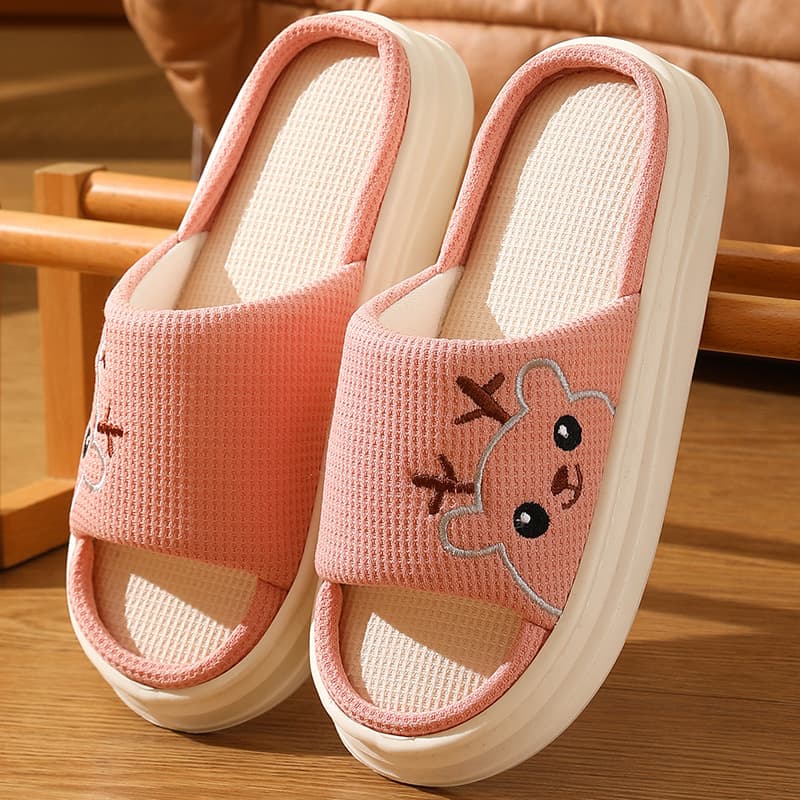 2026 Four Seasons Women's Spring, Summer, Autumn and Winter Cute Home Anti-Slip Daily Breathable Indoor Thick-Soled Slippers
