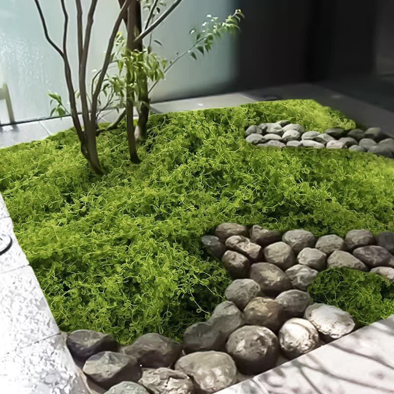 Simulated moss for bonsai surfacing turf, green plant decoration, plush filamentous faux moss, and artificial moss lawn.