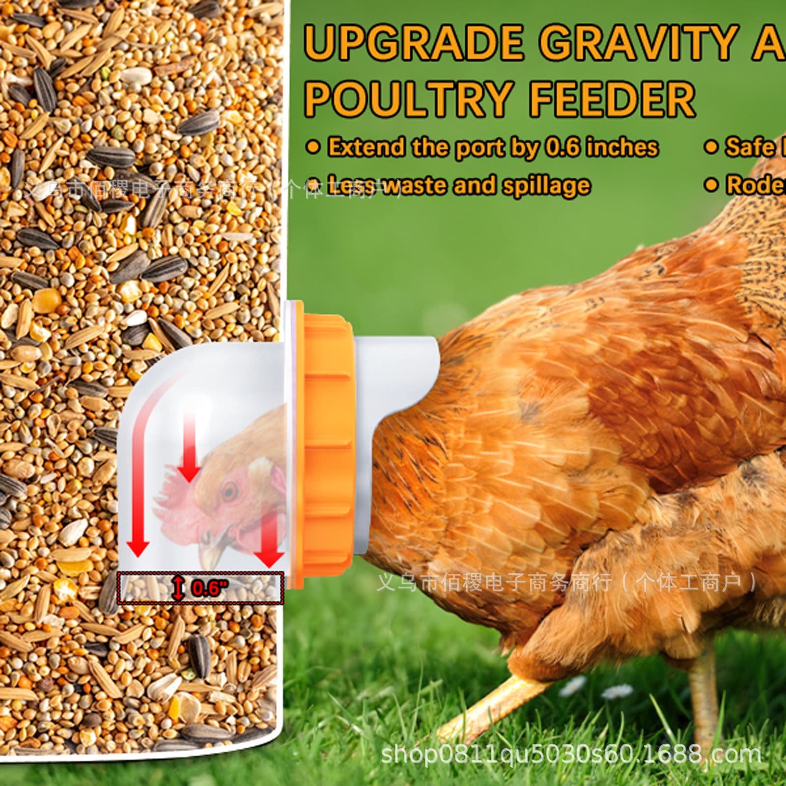 DIY Portable Chicken and Duck Feeder Orange Flower Poultry Feeder Slotting