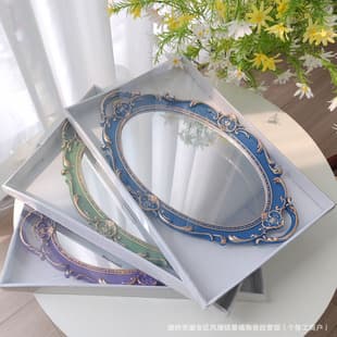 Multi-purpose European gold mirrored glass tray wedding decoration ornament jewelry display mirror ins storage tray