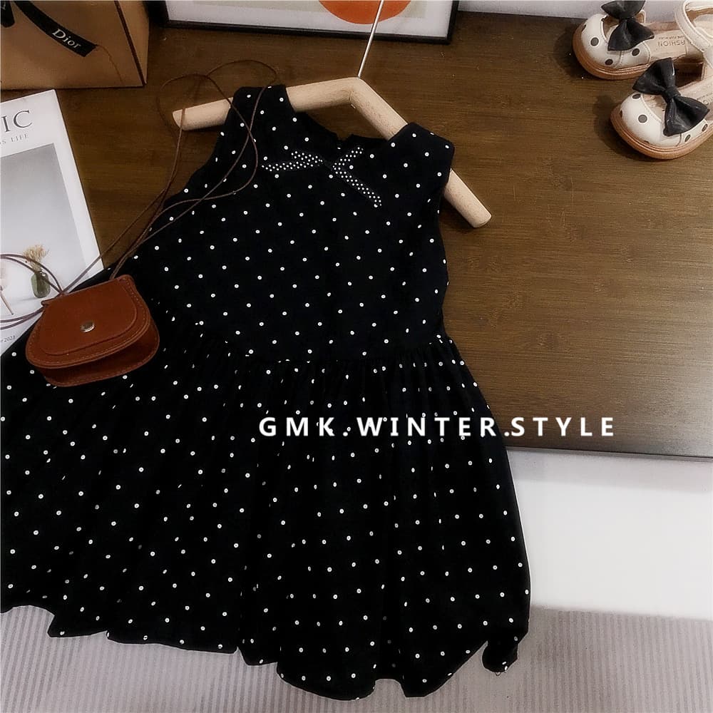 Girls Black Polka Dot Dress Summer New Baby Sleeveless Vest Dress Fashionable Princess Dress for Export
