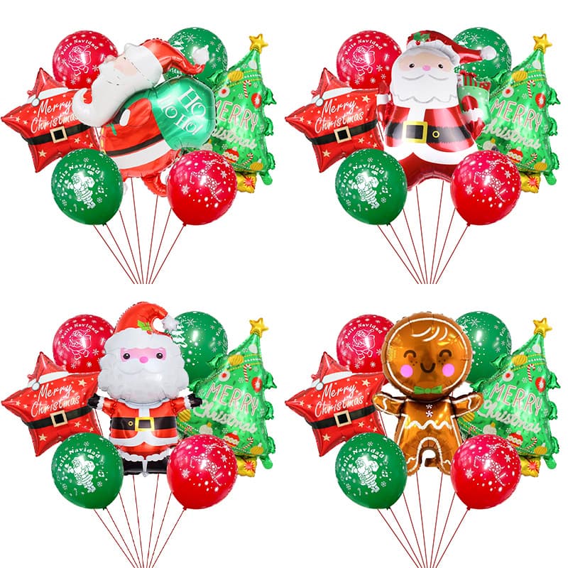 New Christmas Party Decoration Balloon Set Santa Claus Gingerbread Man Aluminum Foil Balloon Event Decoration Props