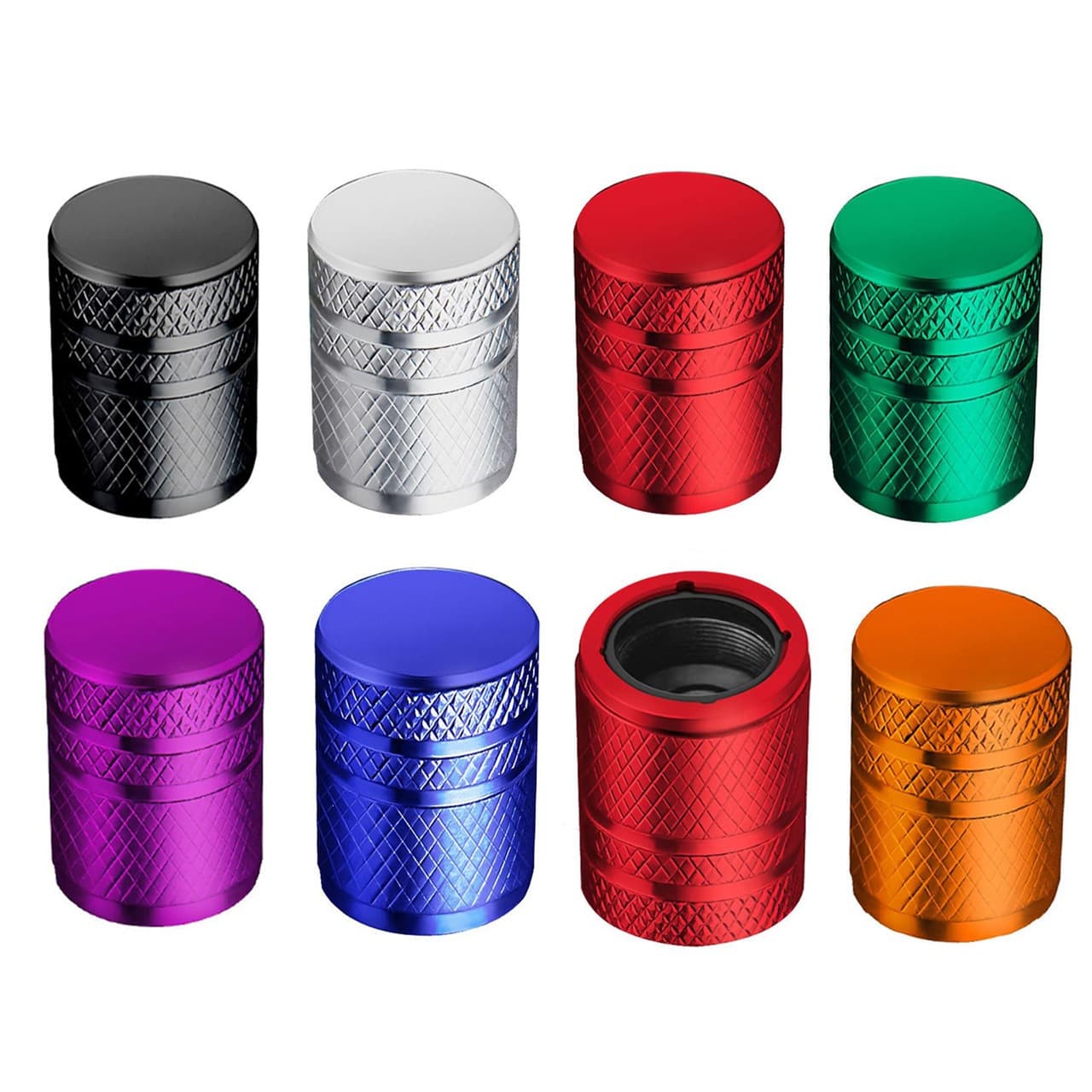 Car Tire Aluminum Alloy Colored American Style Valve Caps with Inner Plastic Protection, Dustproof Valve Stem Caps for Sedans