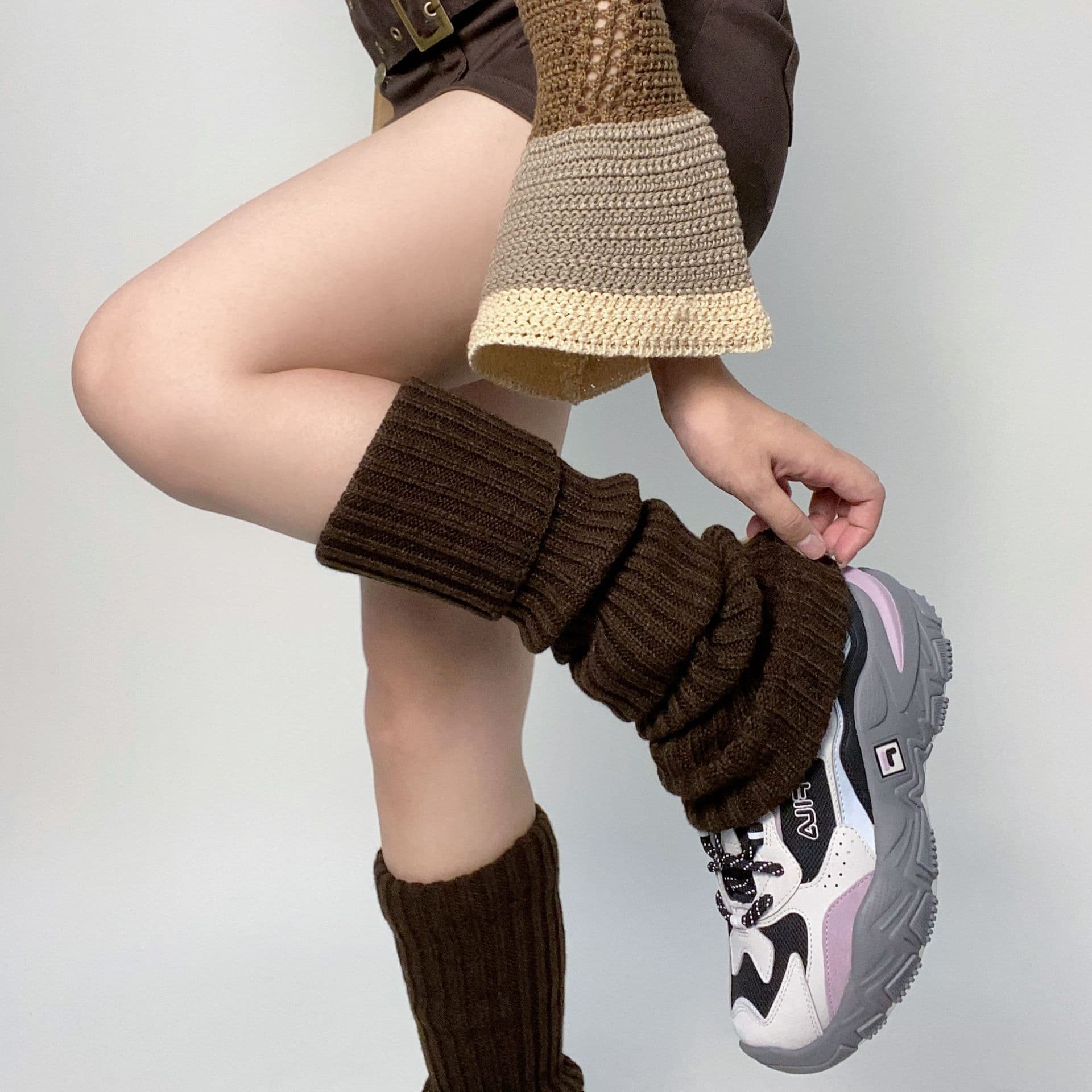 New autumn/winter knitted chunky striped wool extra-long thigh-high socks, over-the-knee warm leg warmers, sweet and cool slouch socks, JK Japanese style socks