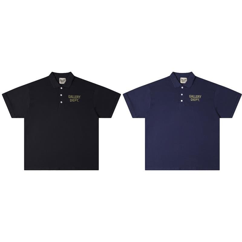 GALLERY DEPT DRIVE Classic Basic Logo Slogan Polo Short Sleeve Cotton T-Shirt
