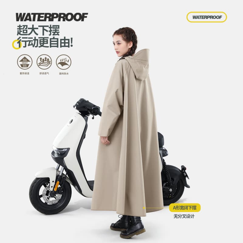 Electric Vehicle Raincoat, Long Full-Body Rain Poncho for Motorcycles, Heavy Rain Protection, Unisex Adult Riding Gear