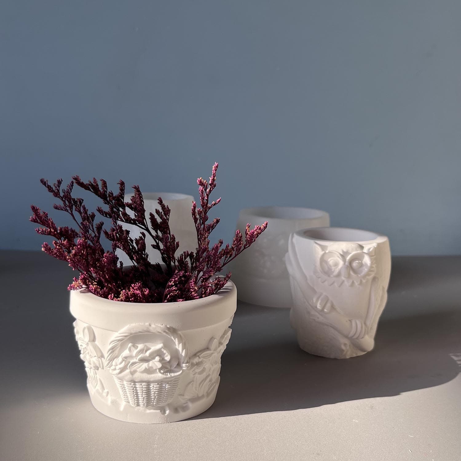 Owl Flower Basket Flower Pot Silicone Mold Home Decor Potted Pen Holder Candle Cup Plaster Cement Mold