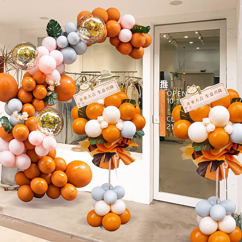 Grand Opening Atmosphere Decoration for Shopping Malls, Clothing Stores, Event Scenes, Anniversary Celebrations with Balloons, Flower Baskets, and Pillars