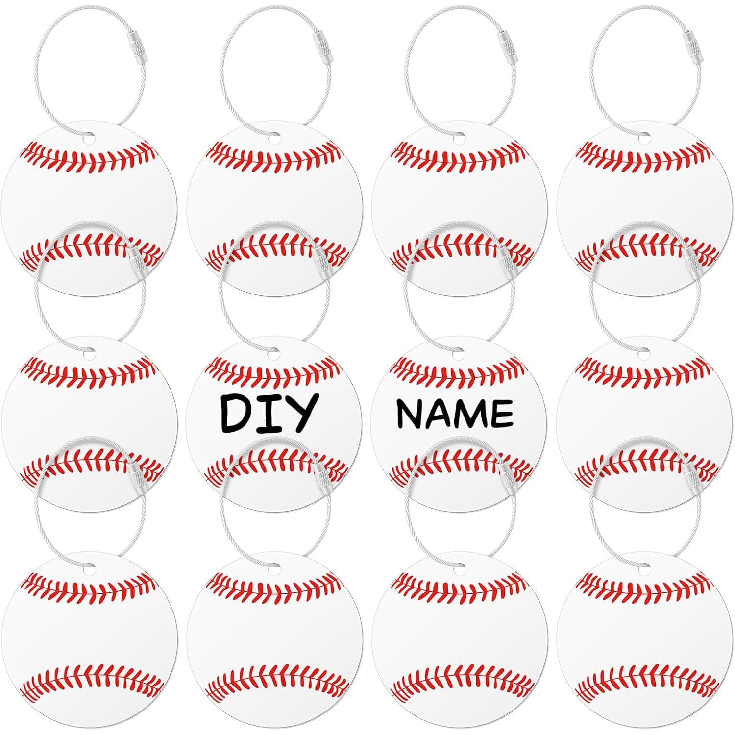 Amazon Luggage Tags, PVC Baseball Style with Metal Rings for DIY on Suitcases and Backpacks