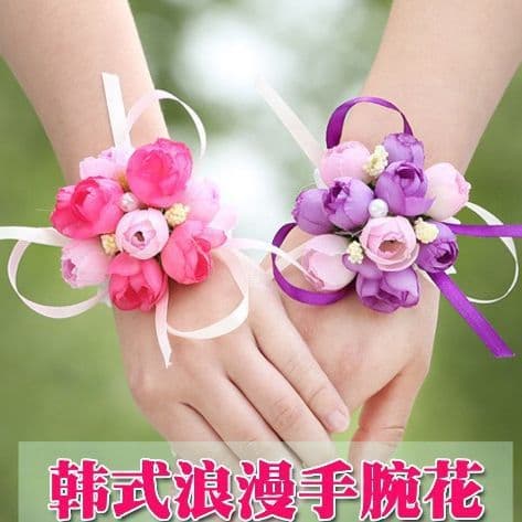Wedding supplies, bridal wrist corsages, Korean-style wedding artificial wrist corsages, fabric bridesmaid/sister wrist ornaments.