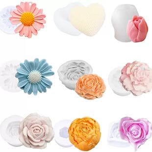 Peony Chrysanthemum Carnation Aromatherapy Candle Silicone Mold DIY Handmade Soap Baking Plaster Home Decoration Mold
