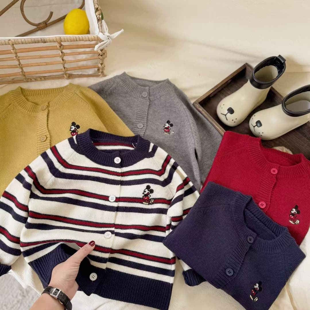 Knitted Cardigan 2025 New Autumn-Winter Children's Stylish Striped Sweater Jacket, Baby Korean Style Top for Boys and Girls