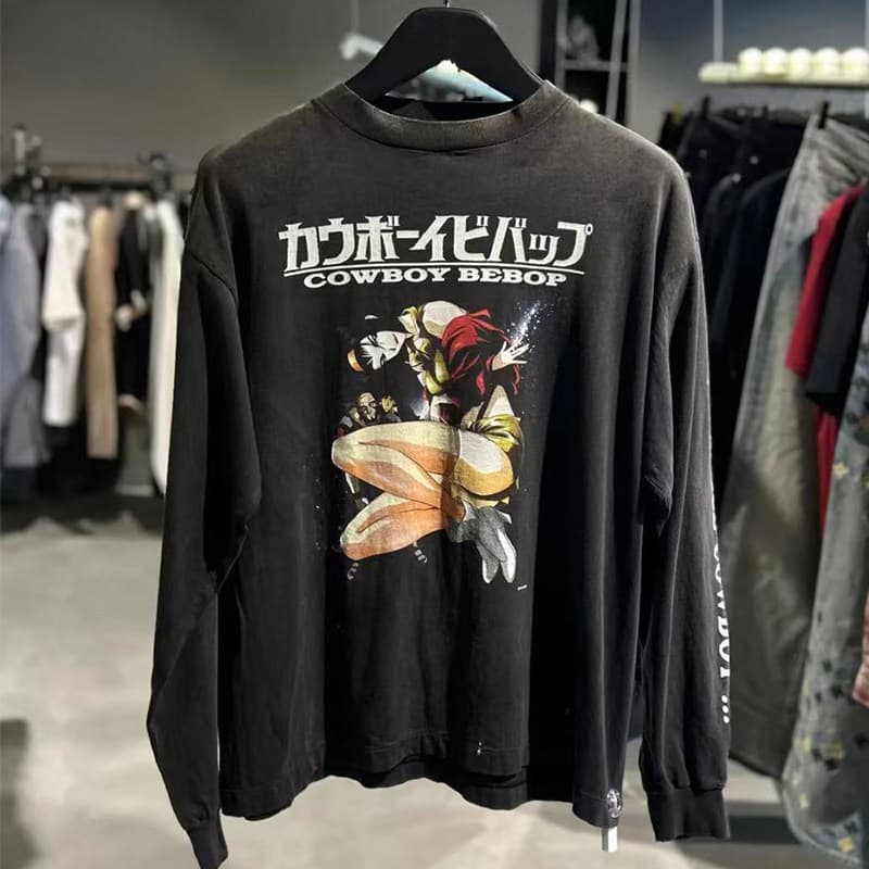 SAINT MICHAEL CB_LS COWBOY BEBOP 25SS Japanese fashion distressed long-sleeved T-shirt for men and women