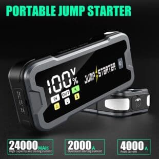Car Emergency Power Supply 12V Jump Starter Booster with LED Light, High-Capacity Custom
