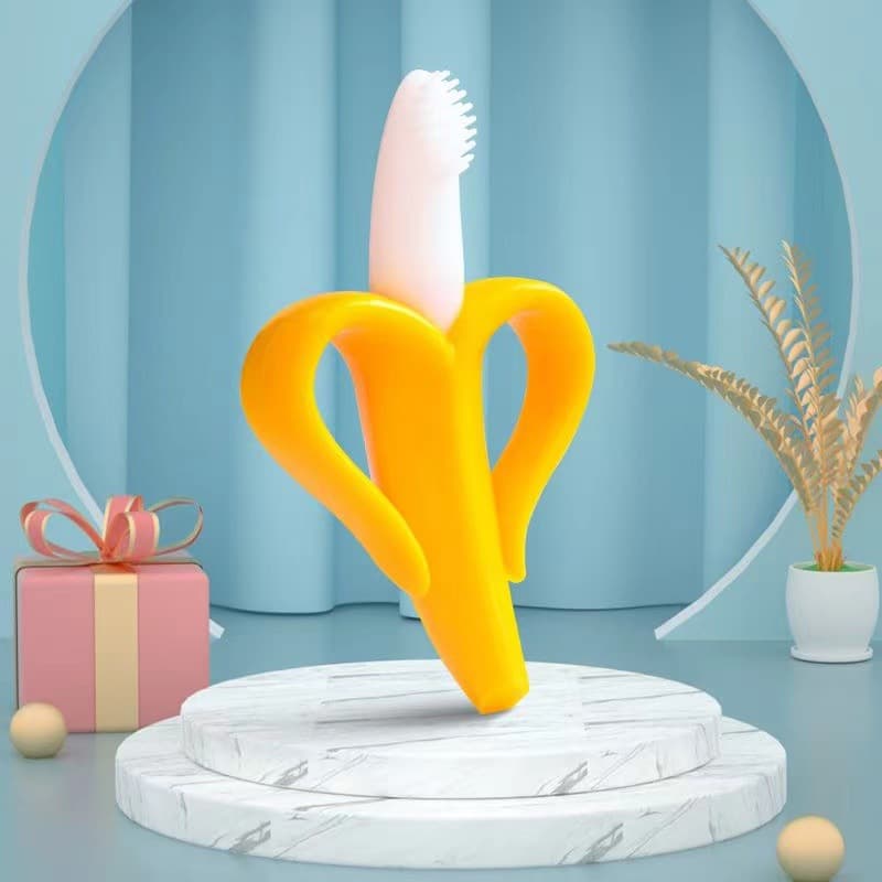 Manufacturer's ready-made food-grade silicone banana teether, baby teething stick, newborn chewing toy, baby teether