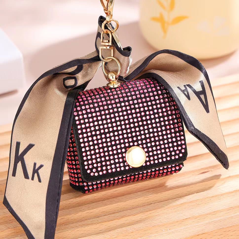 2024 New Fashionable Mini Coin Purse with Rhinestones, Keychain Pendant, Scarf, Earphone/Earphone Cable Bag