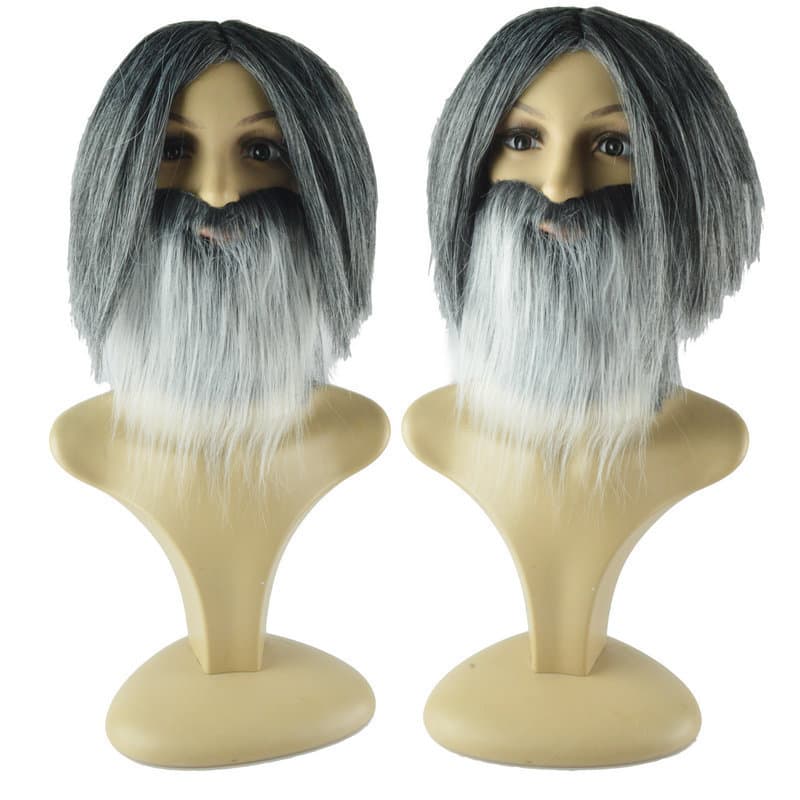 Mad Beggar Wig Explosion Head Crazy Wild Man Mask And Beard Costume Party Performance Props Funny Masquerade Halloween Accessory